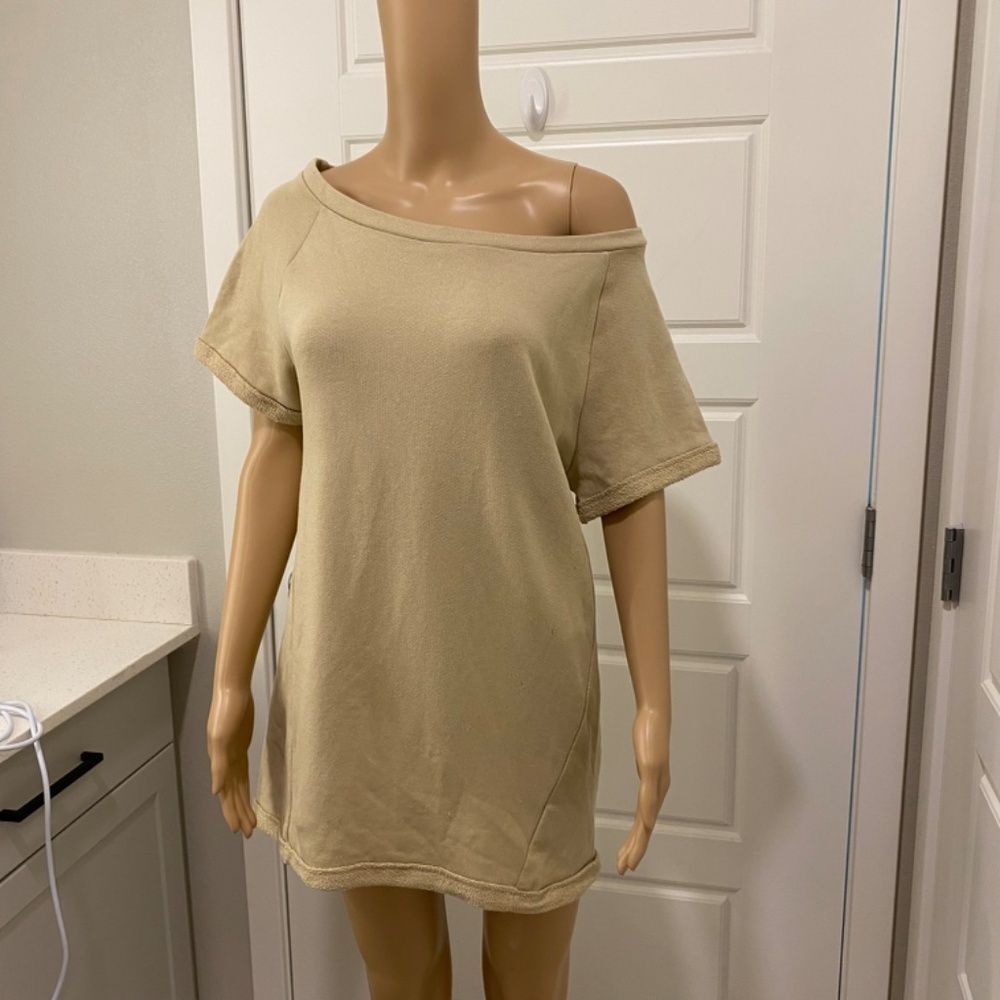 United Colors of Benetton Mini Shirt Dress. Tan. Medium - Picture 3 of 13